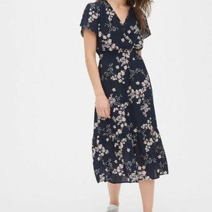 Gap Floral Print Smocked-Waist Midi Dress